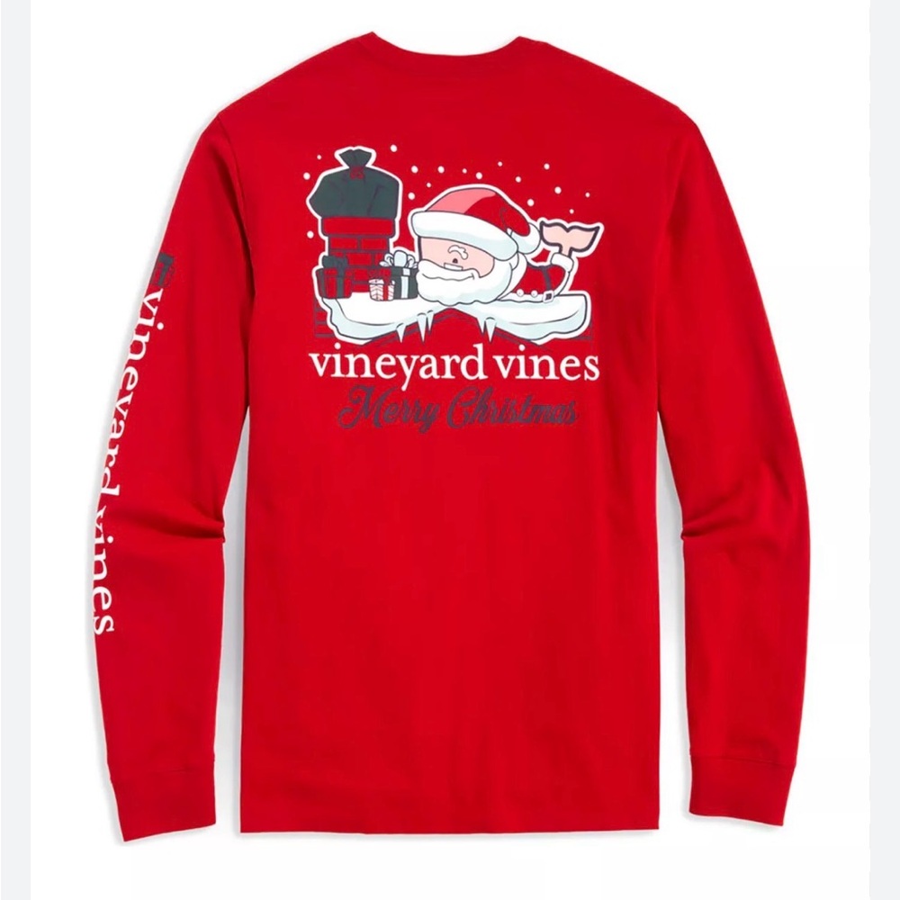 Vineyard Vines Red Holiday Long Sleeve Tee